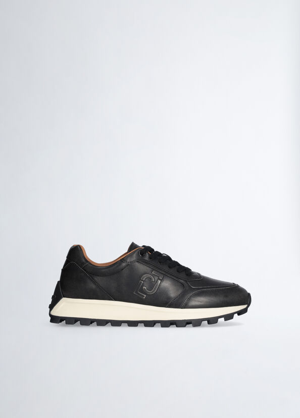 Liu Jo Sneakers Nere In Pelle Spazzolata