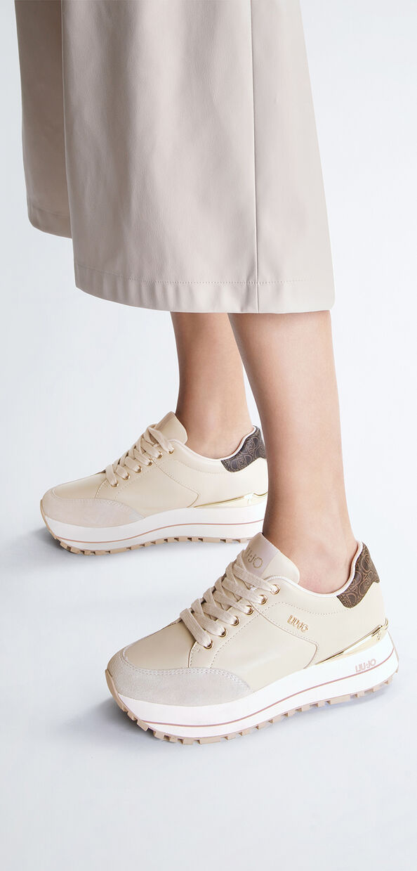 Liu Jo Sneakers platform in pelle beige