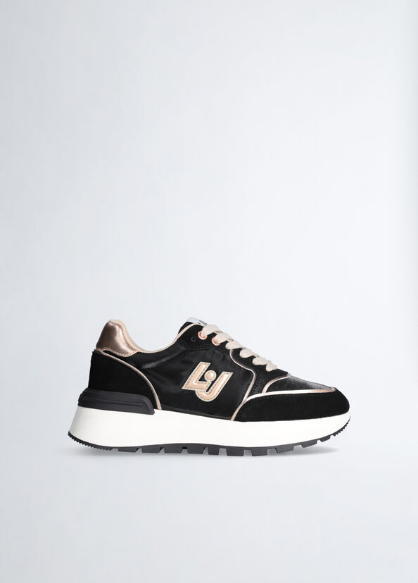 Liu Jo Sneakers Platform In Suede E Shiny Nylon