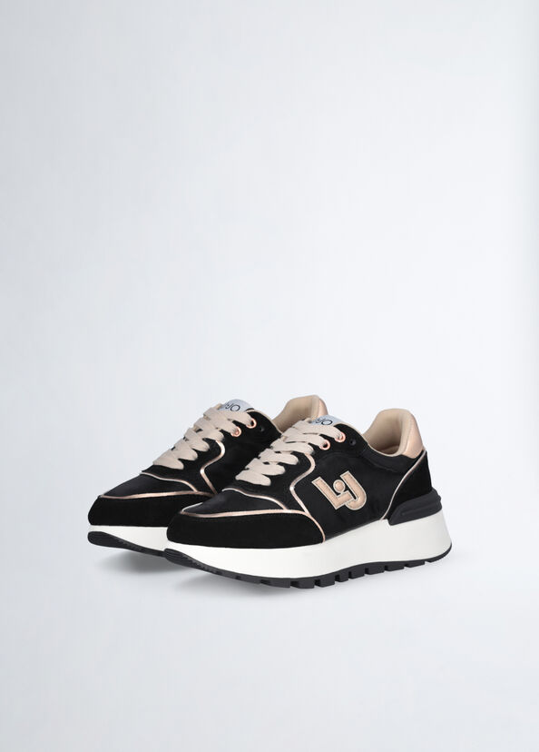 Liu Jo Sneakers Platform In Suede E Shiny Nylon