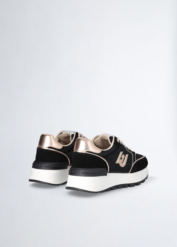 Liu Jo Sneakers Platform In Suede E Shiny Nylon