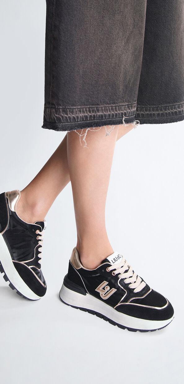 Liu Jo Sneakers platform in suede e shiny nylon