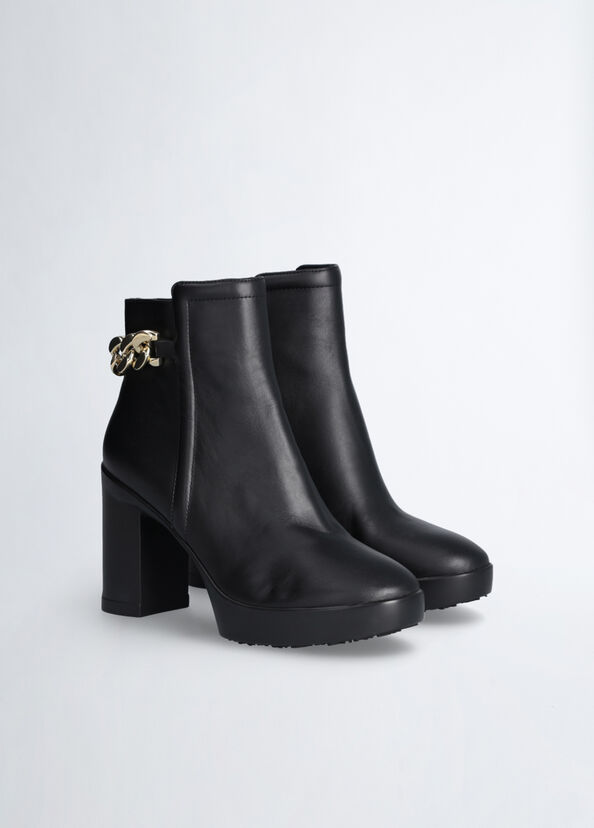 Liu Jo Stivaletti In Pelle Con Catena Logo