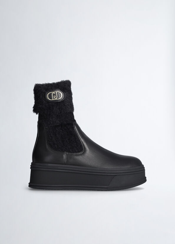 Liu Jo Stivaletti Neri Con Calzino Warm