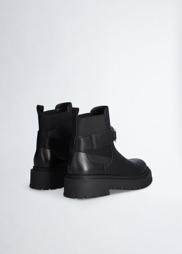 Liu Jo Stivaletti Neri Con Maxi Logo