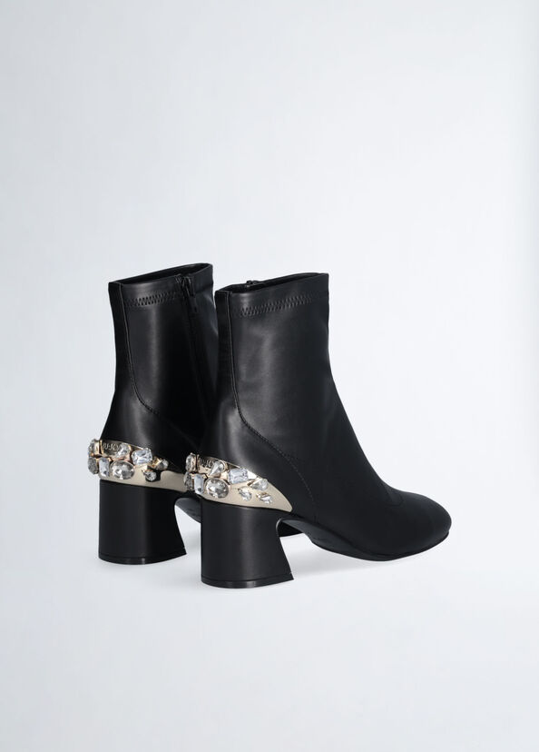 Liu Jo Stivaletti Neri Con Pietre Gioiello