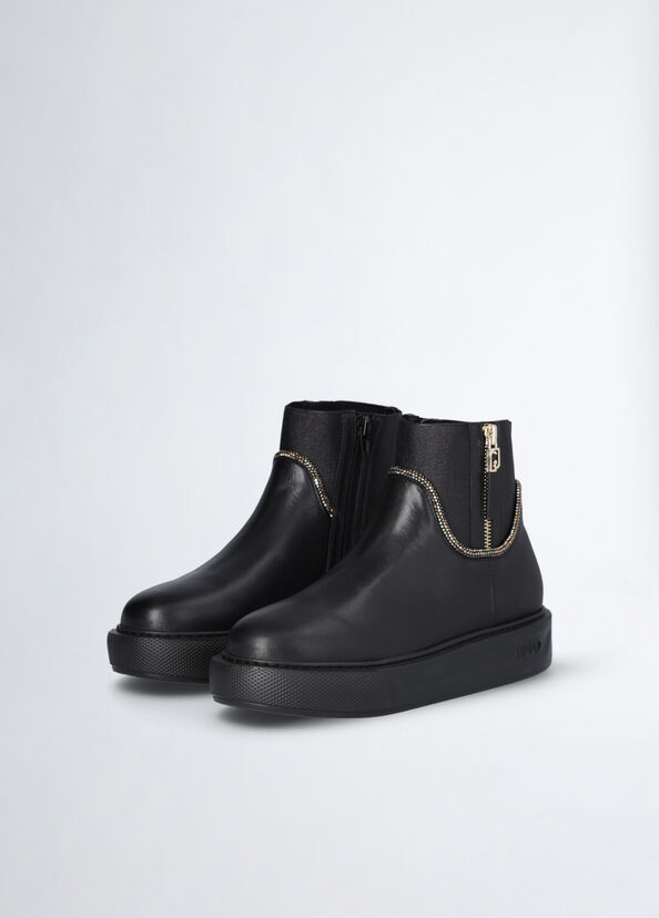 Liu Jo Stivaletti Neri In Pelle Con Strass