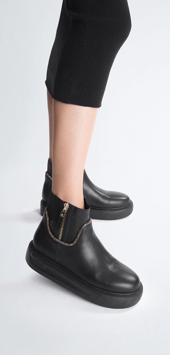 Liu Jo Stivaletti neri in pelle con strass