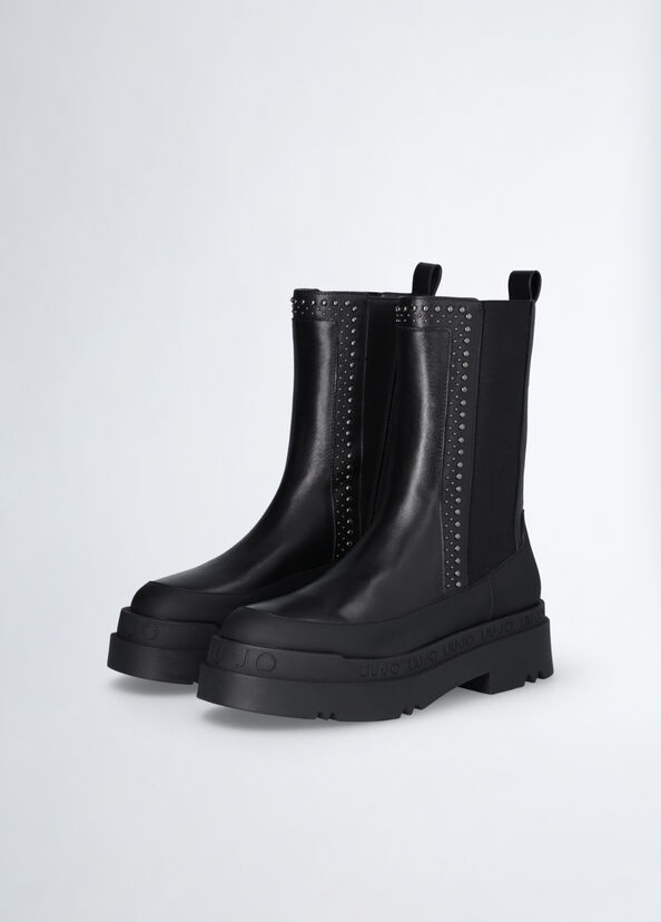 Liu Jo Stivaletti Neri In Pelle