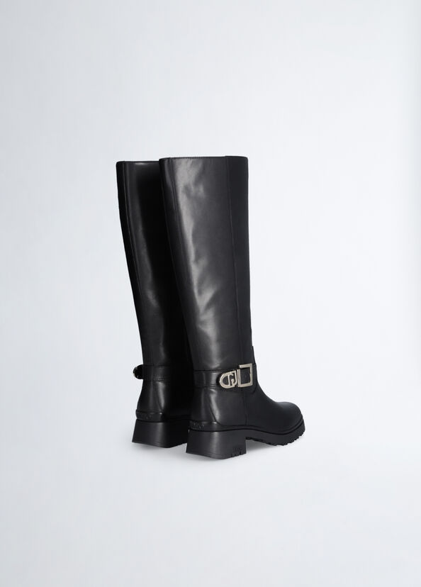 Liu Jo Stivali Neri Alti In Pelle