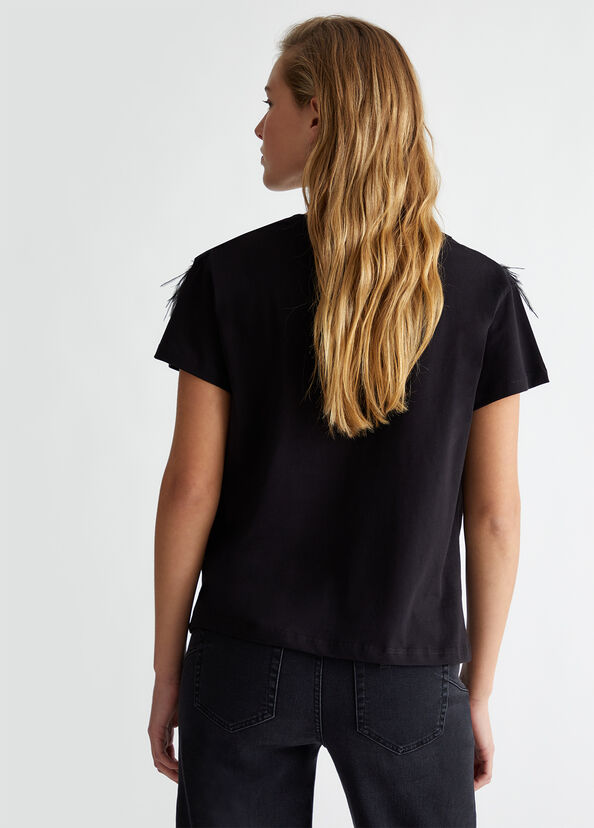 Liu Jo T-shirt Con Piume Gioiello