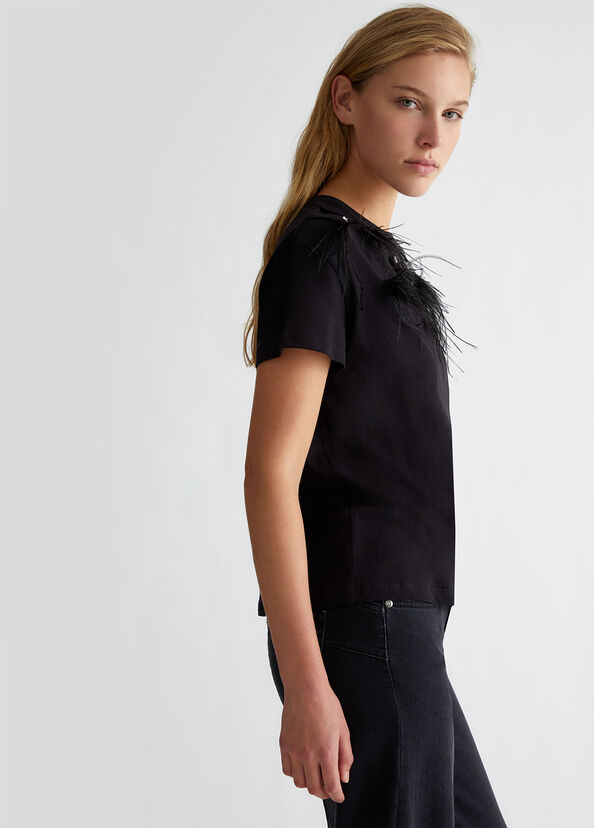 Liu Jo T-shirt Con Piume Gioiello