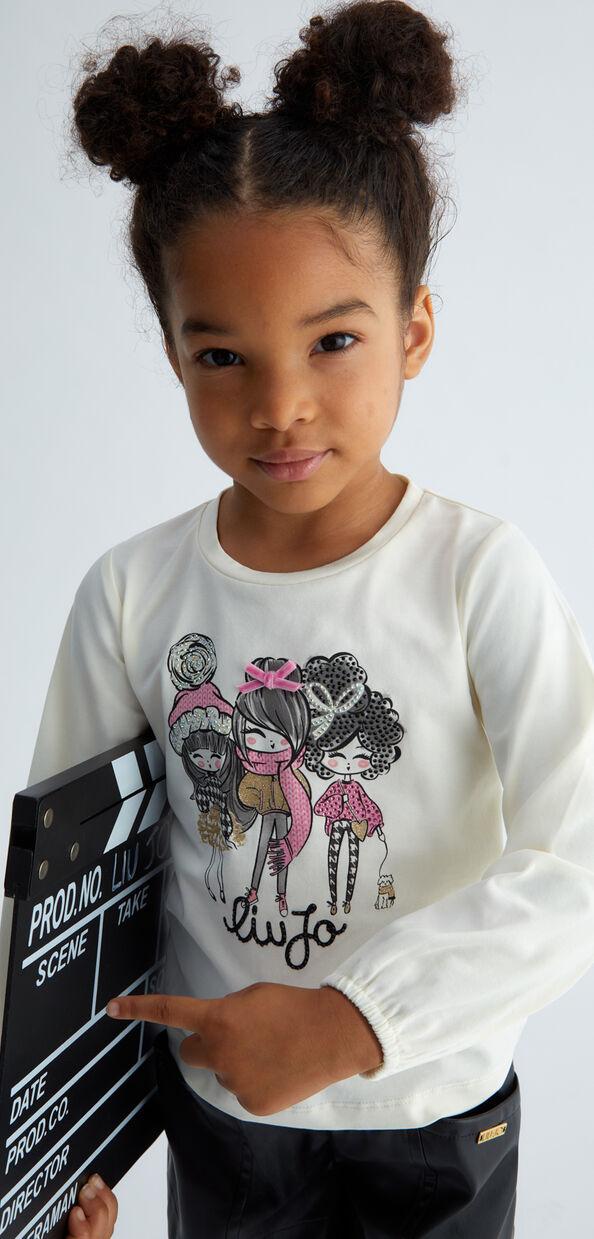 Liu Jo T-shirt con stampa e strass