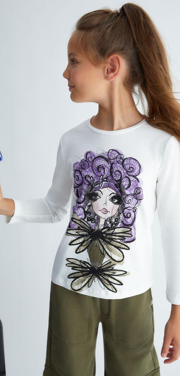 Liu Jo T-shirt con stampa e strass