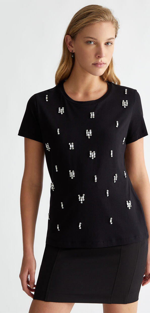 Liu Jo T-shirt in cotone con strass