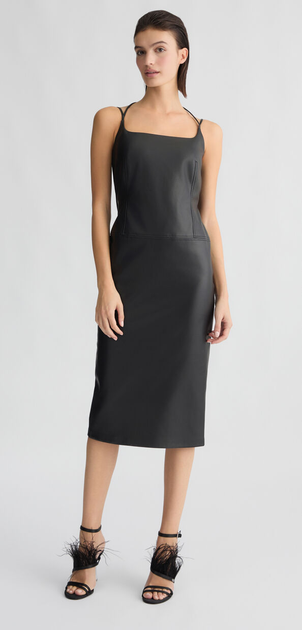 Liu Jo Vestito nero in tessuto spalmato