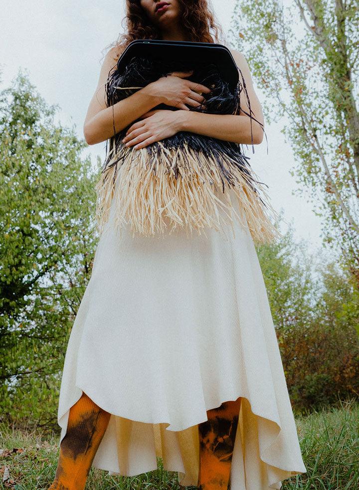 Themoirè BIOS STRAW FRINGES BLACK NATURAL