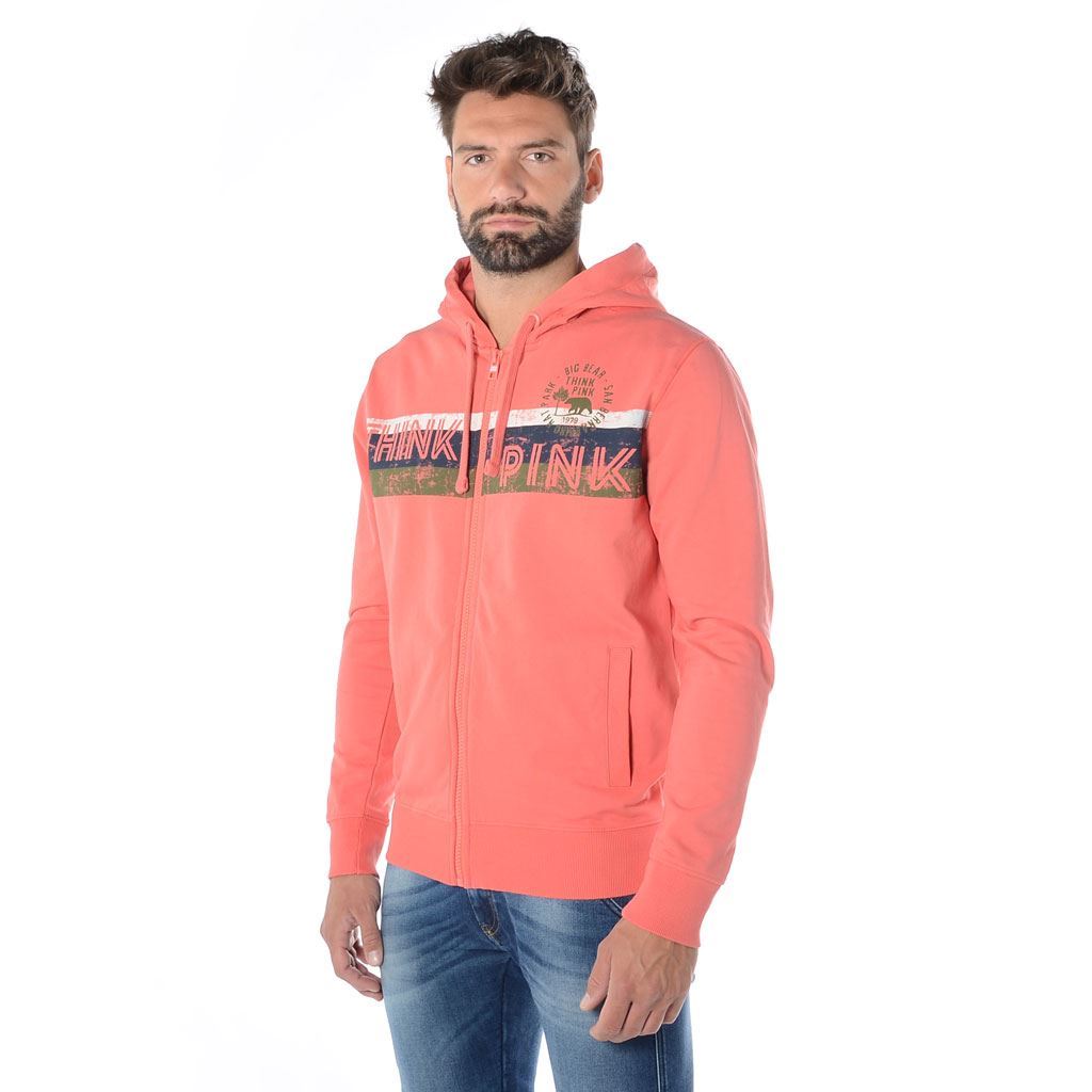 Think Pink Felpa Uomo Zip E Cappuccio Ss1906