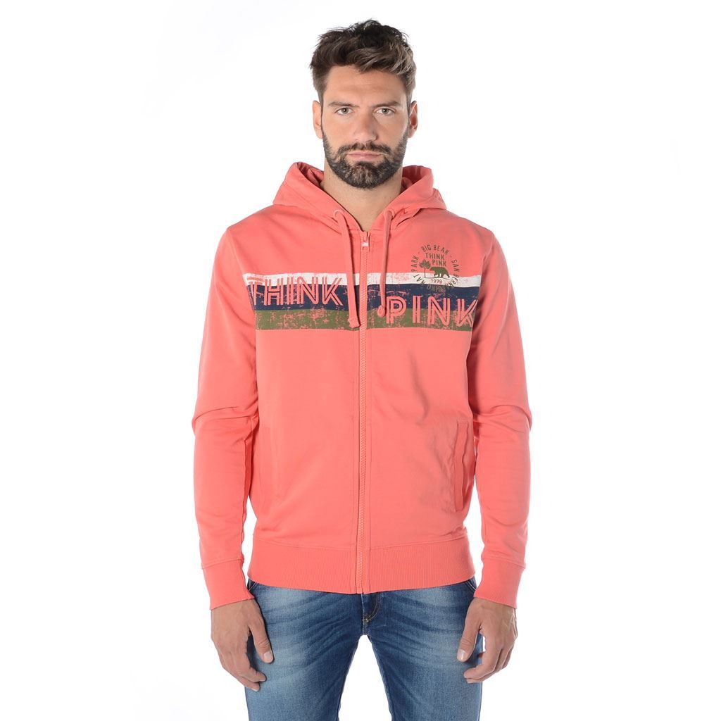 Think Pink Felpa Uomo Zip e Cappuccio ss1906