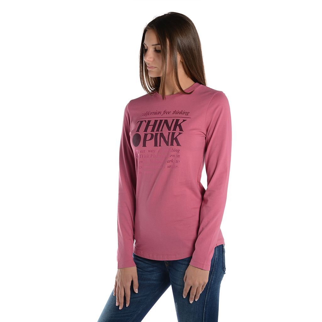 Think Pink T-shirt Donna Manica Lunga Fw1800