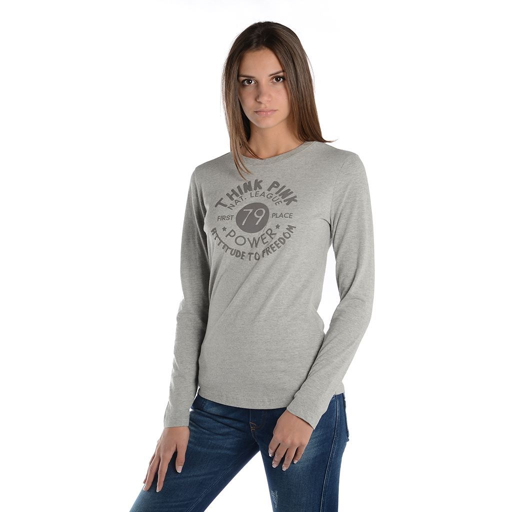 Think Pink T-shirt Donna Manica Lunga Fw1801
