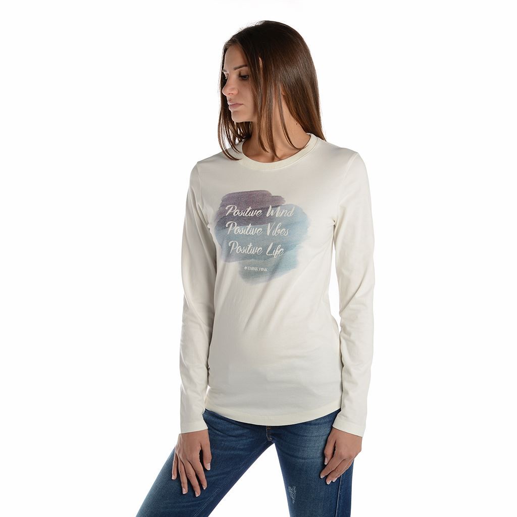 Think Pink T-shirt Donna Manica Lunga Fw1802