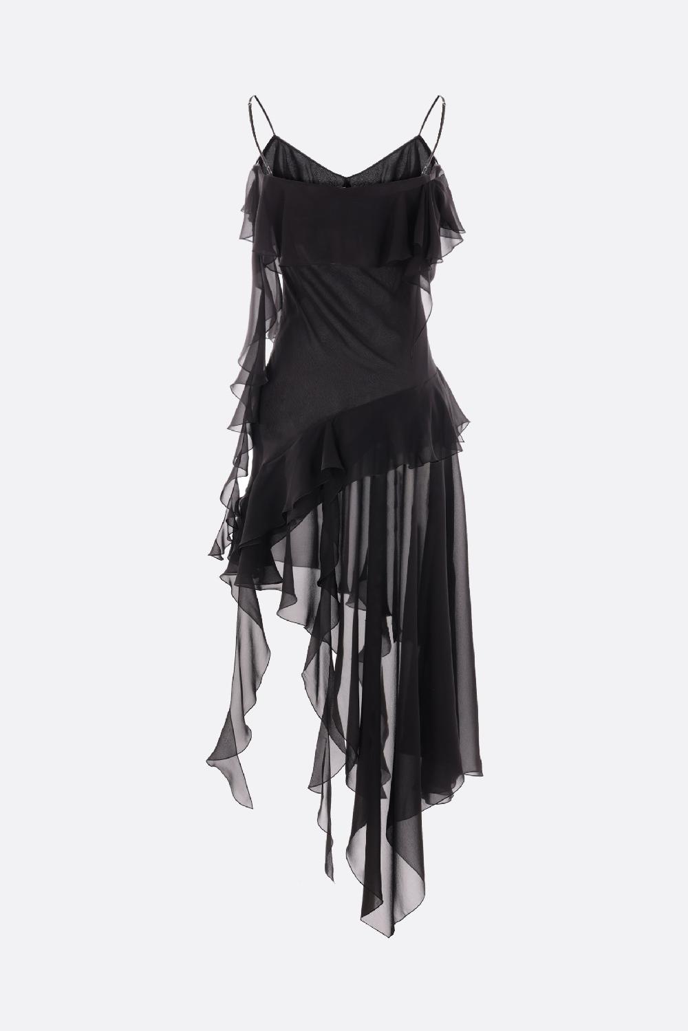 BLUMARINE Abito Asimmetrico In Georgette Con Volants