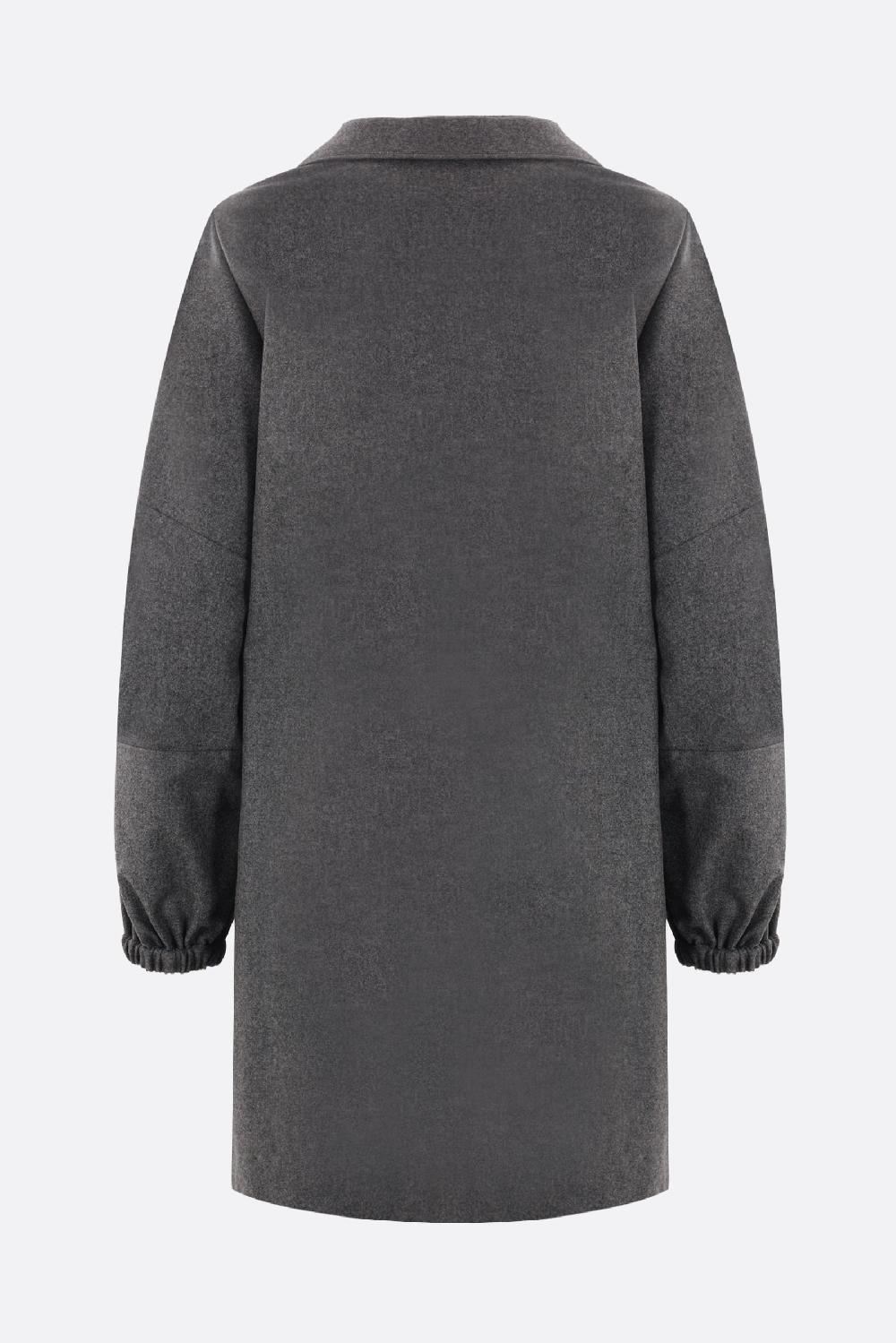 BRUNELLO CUCINELLI Abito Chemisier In Lana E Cashmere Con Monile