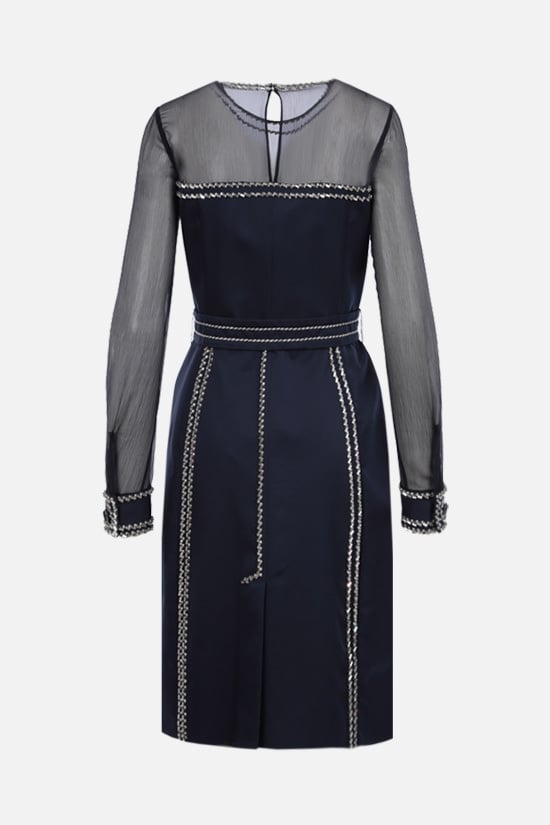 PRADA Abito Corto In Radzmire E Chiffon Con Cristalli