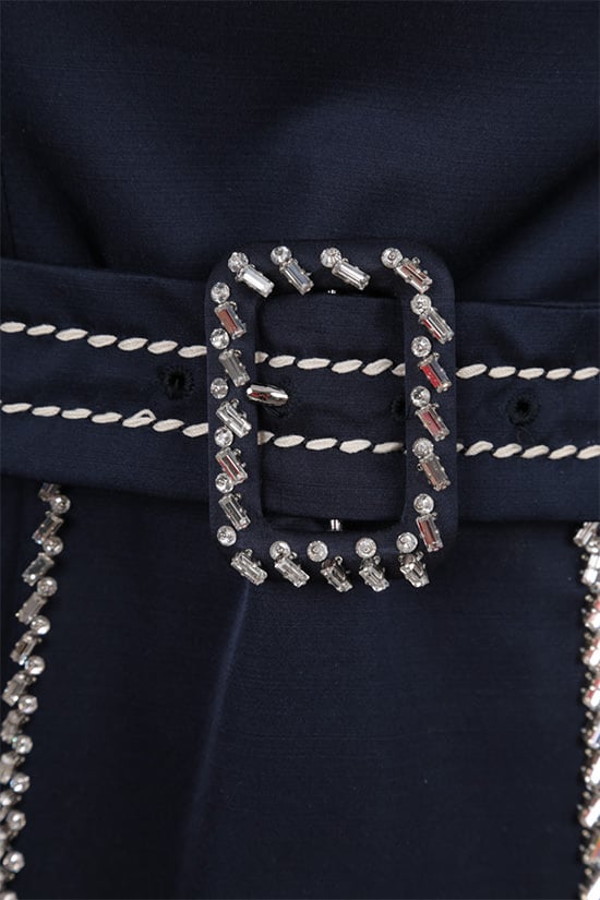 PRADA Abito Corto In Radzmire E Chiffon Con Cristalli