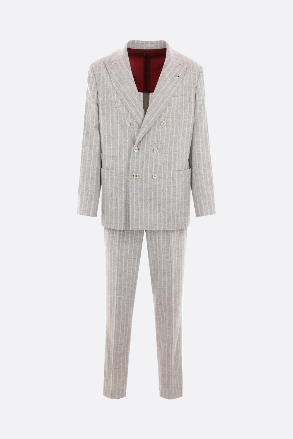 BRUNELLO CUCINELLI abito due pezzi in gessato di alpaca e lana