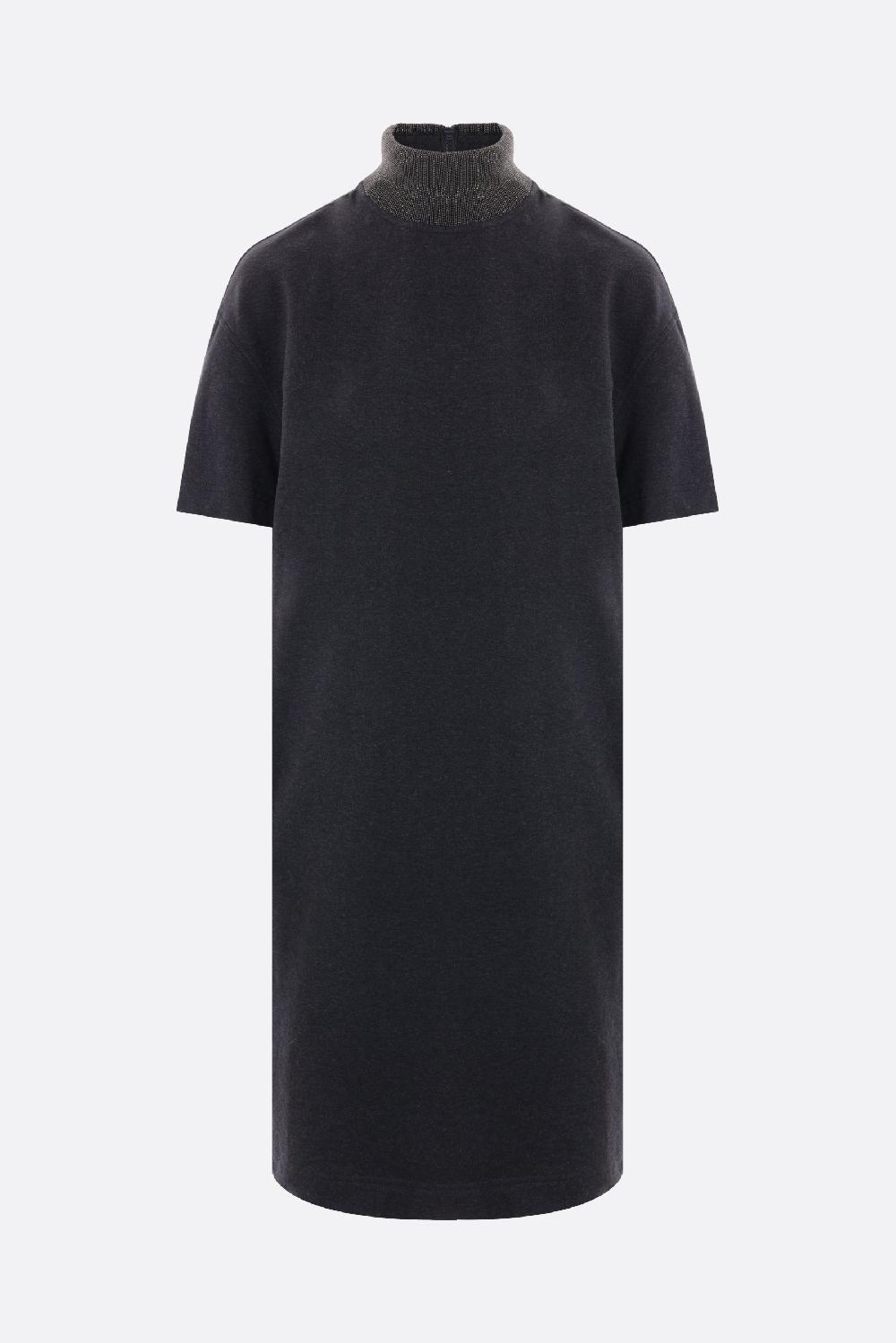 BRUNELLO CUCINELLI abito in felpa leggera con Precious Ribbed Collar