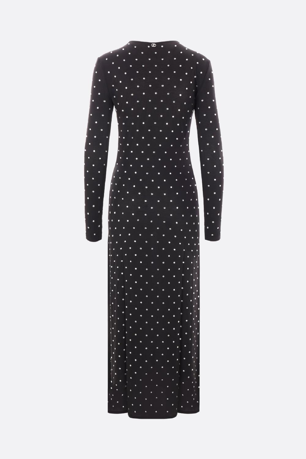 RABANNE Abito Lungo In Jersey Stretch Con Cristalli