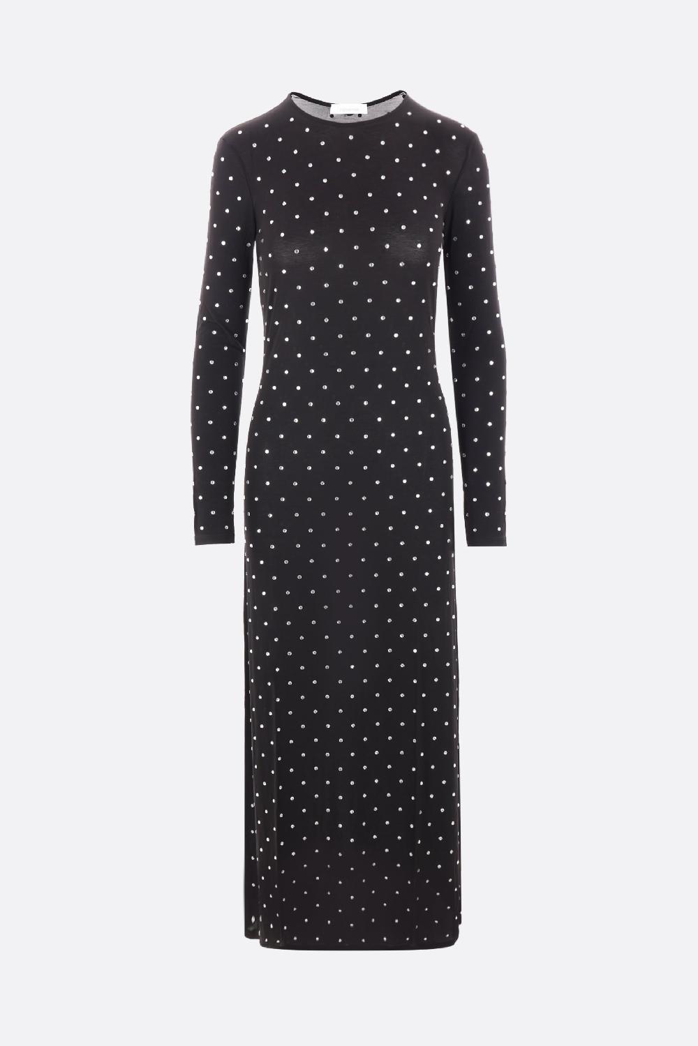 RABANNE Abito Lungo In Jersey Stretch Con Cristalli