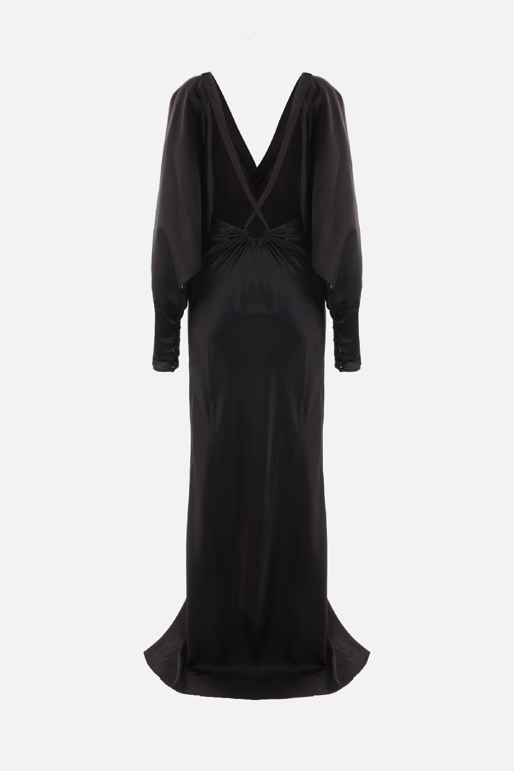 SAINT LAURENT Abito Lungo In Raso Con Maniche A Pipistrello