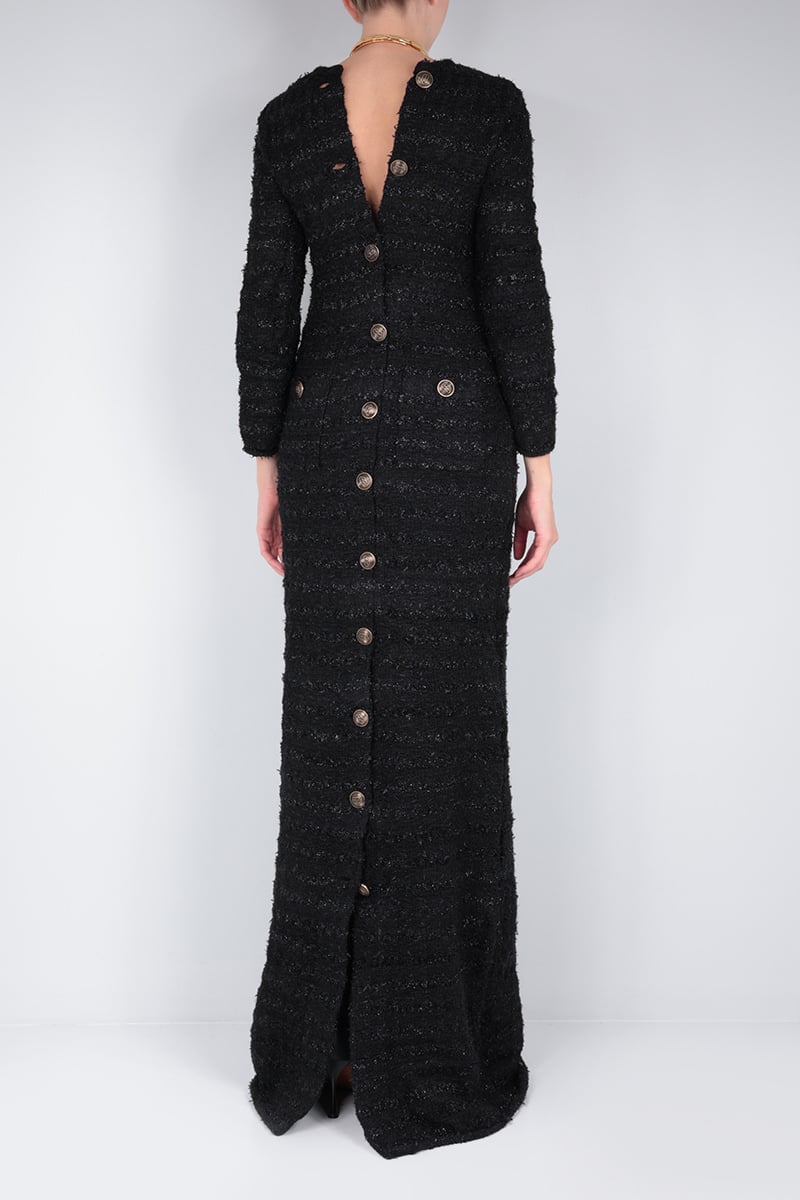 BALENCIAGA Abito Lungo In Tweed Texturizzato Back-to-front