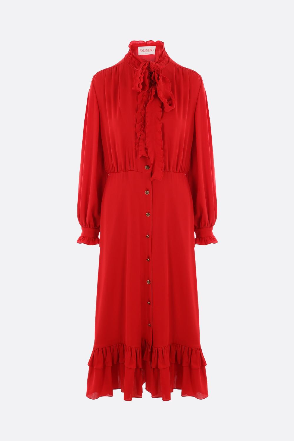 VALENTINO GARAVANI abito midi in georgette con rouches