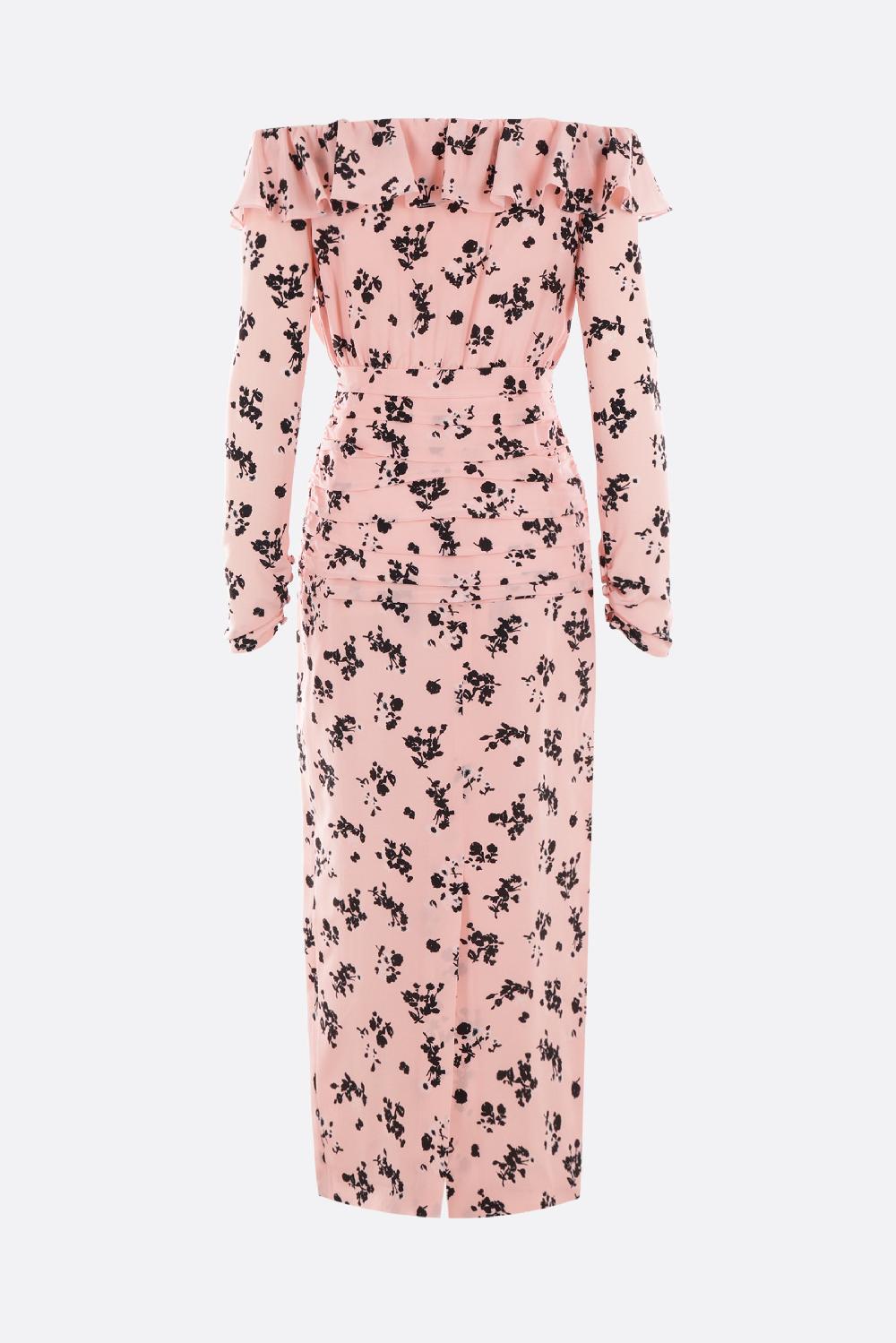 ALESSANDRA RICH Abito Off-the-shoulder In Seta Stampa Floreale