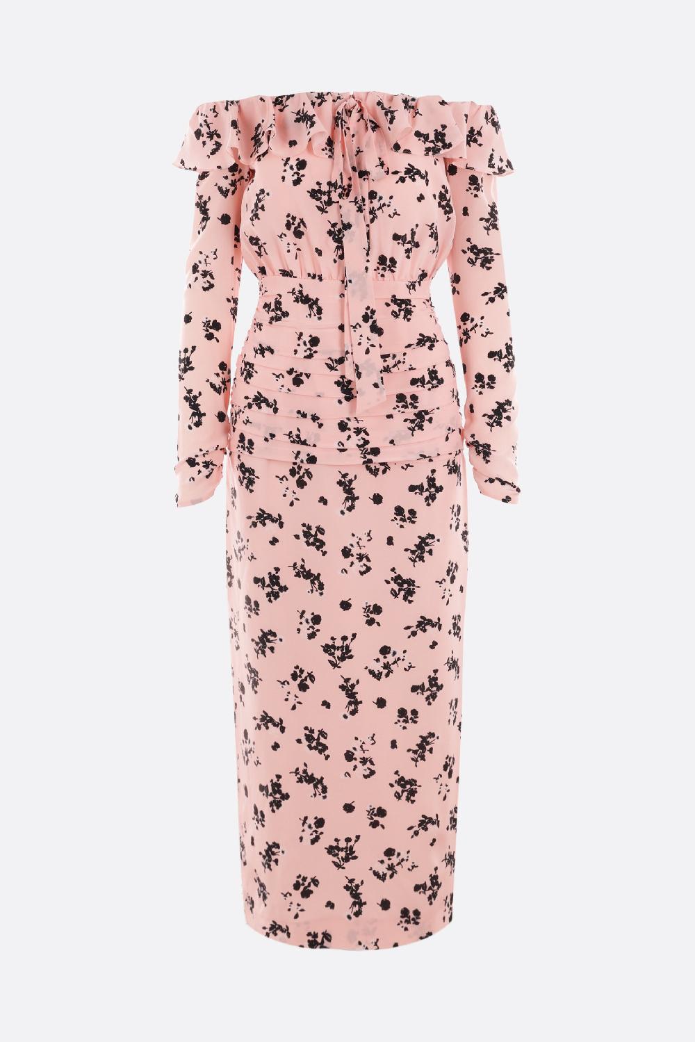 ALESSANDRA RICH abito off-the-shoulder in seta stampa floreale