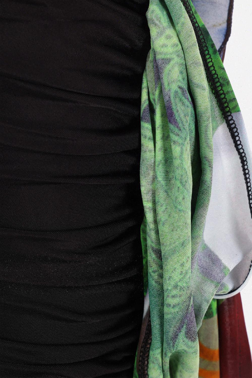 MARINE SERRE Abito Smanicato Body Shelter In Jersey Rigenerato Drappeggiato