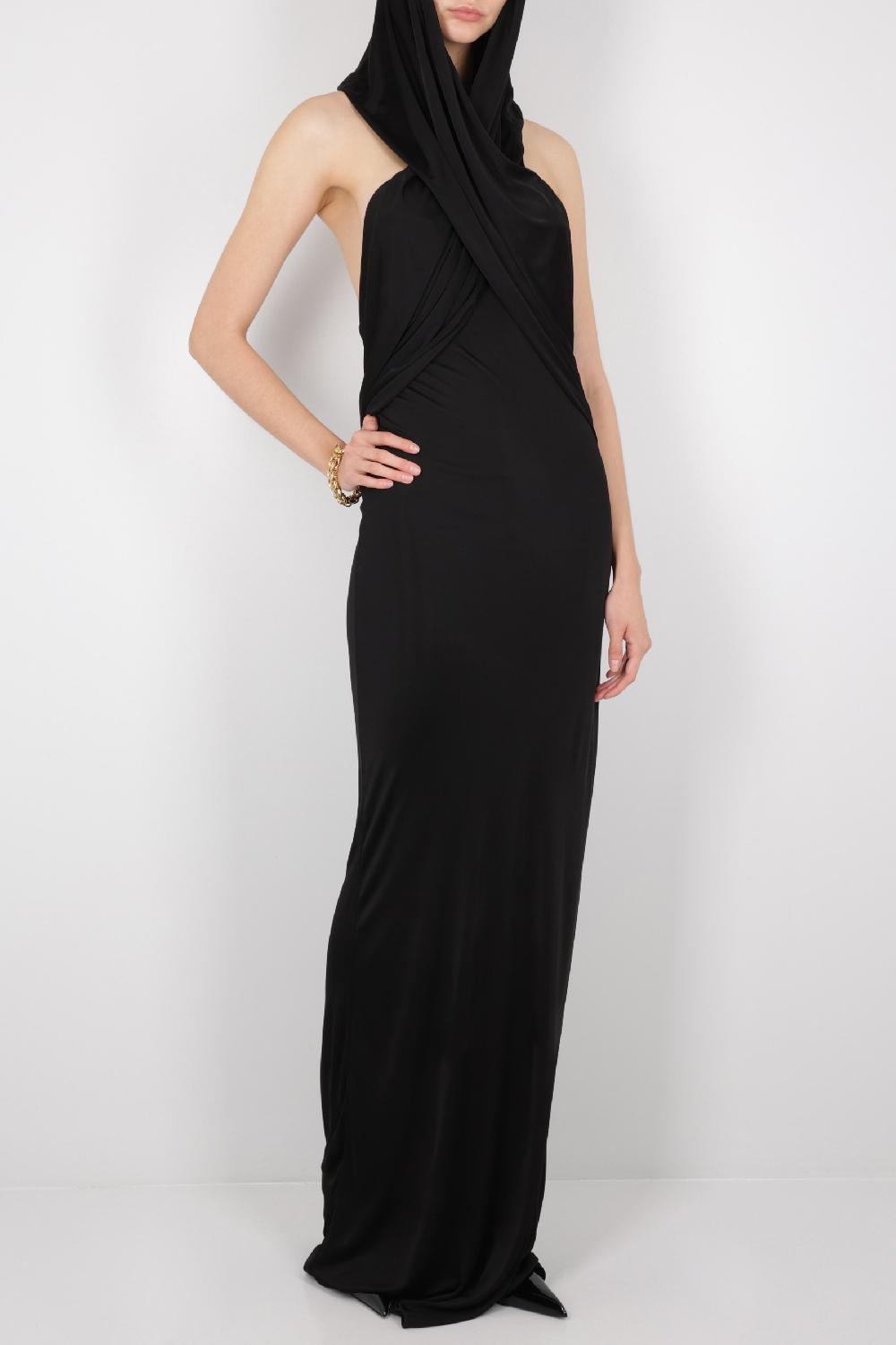 SAINT LAURENT Abito Smanicato Con Cappuccio In Viscosa Sostenibile