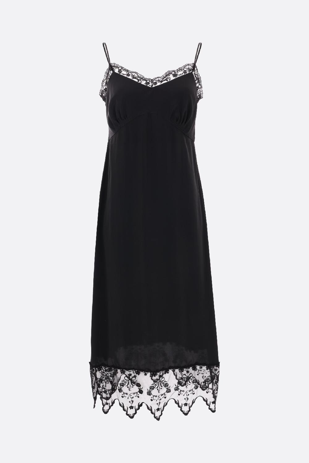 SIMONE ROCHA abito sottoveste in crepe de chine con bordi in pizzo