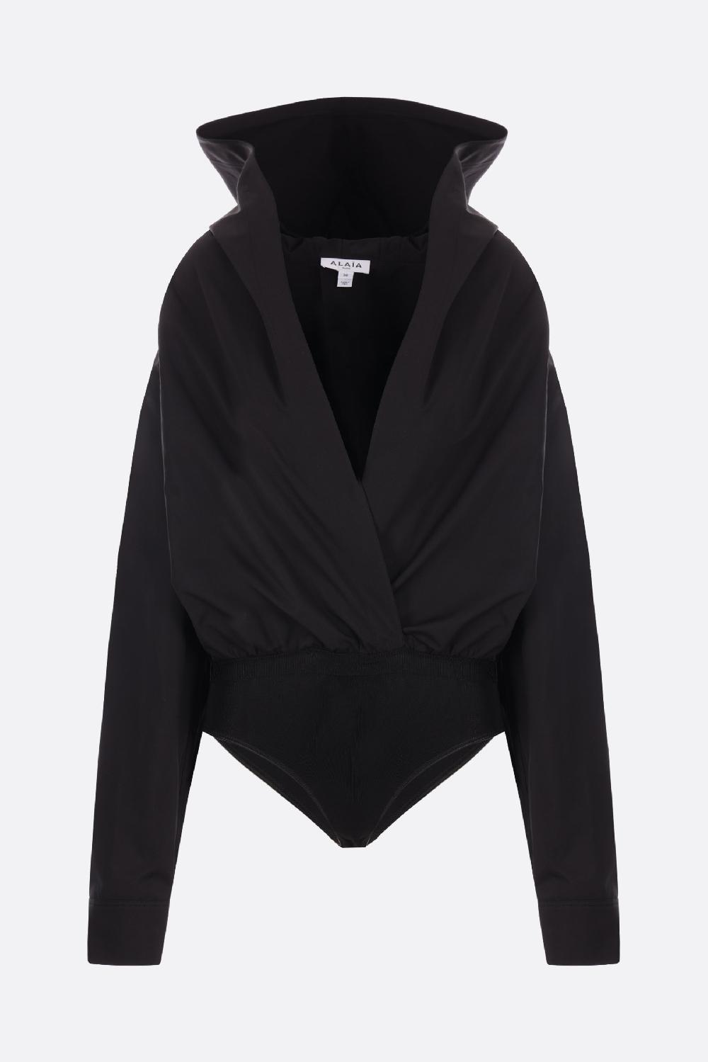 ALAIA body con cappuccio in popeline di cotone