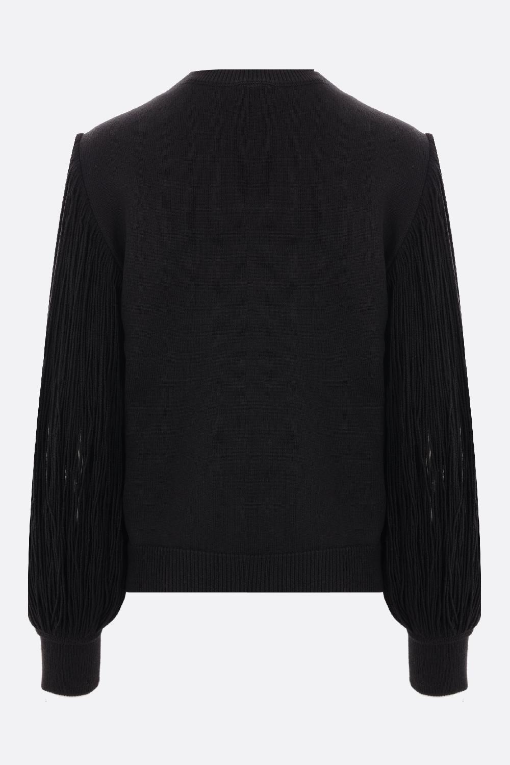 ALAIA Pullover In Lana Con Maniche A Frange