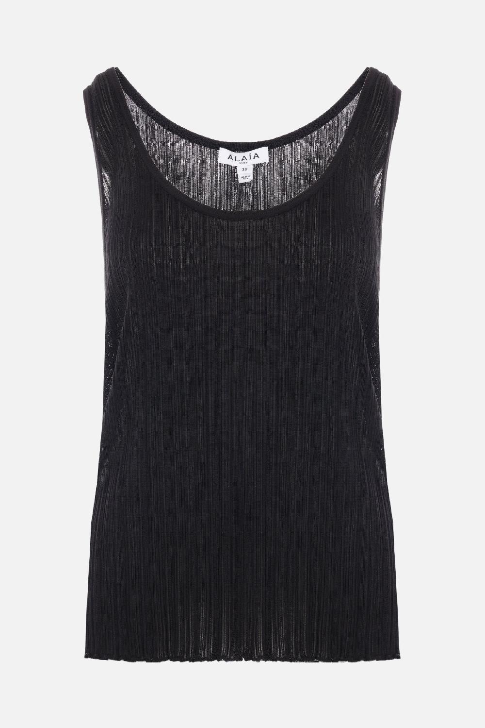 ALAIA top smanicato in maglia a pieghe