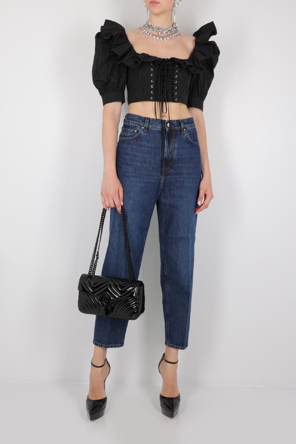 ALESSANDRA RICH Top Cropped In Polyfaille Moiré