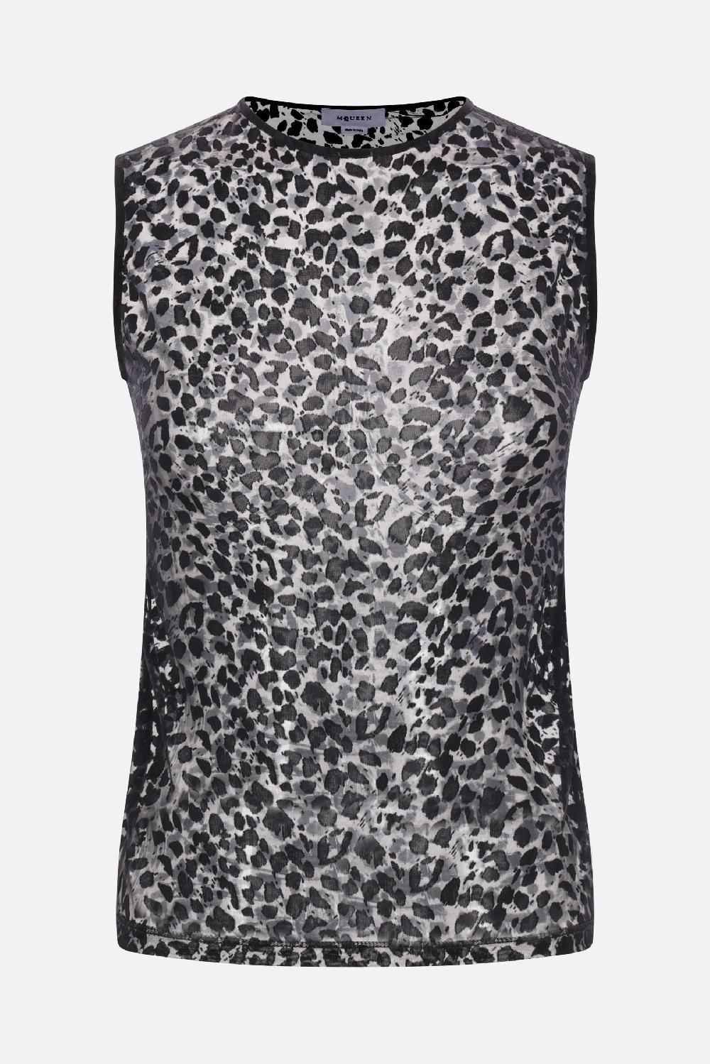 ALEXANDER McQUEEN top smanicato in jersey devoré