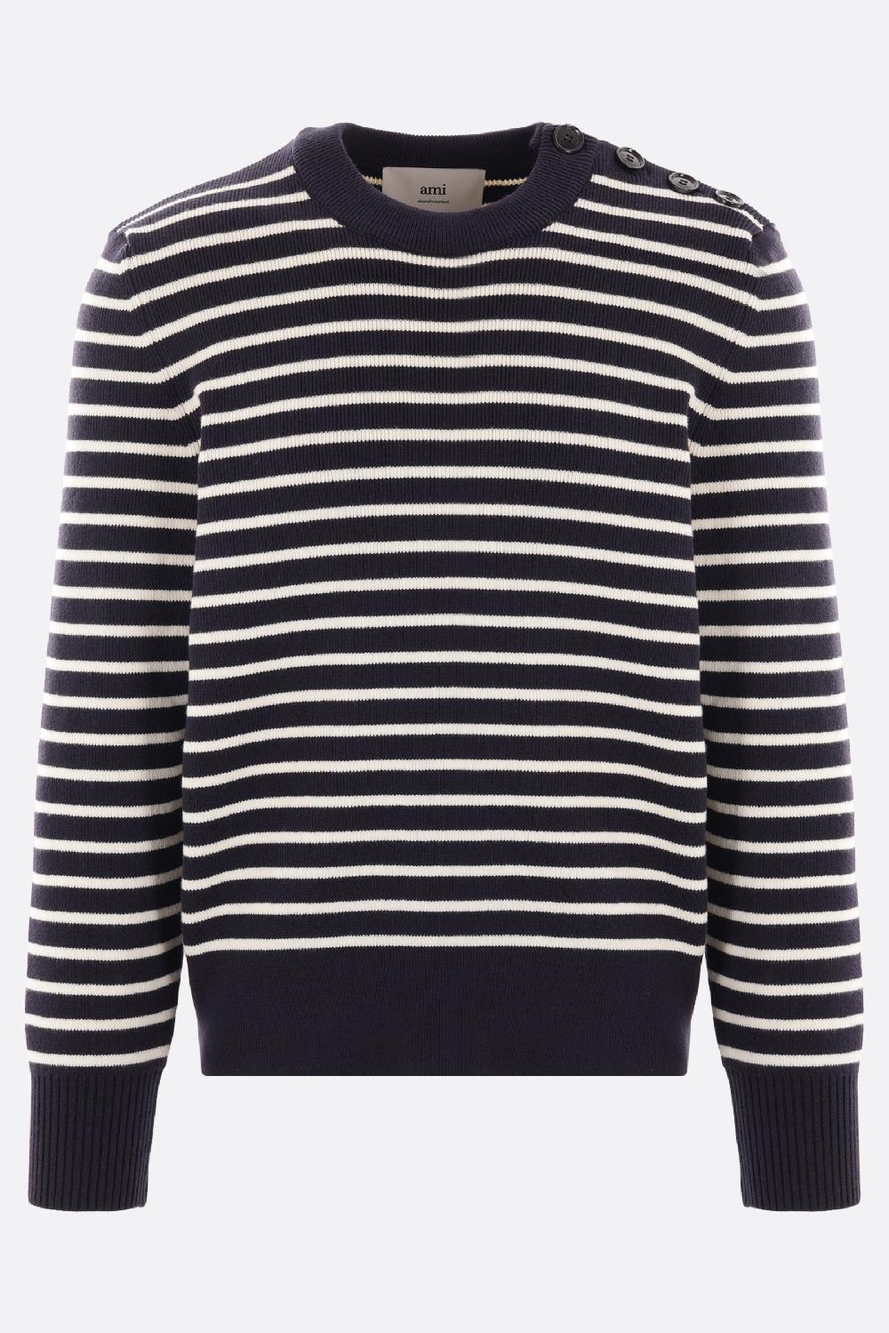 AMI PARIS Pullover In Cotone E Lana A Righe