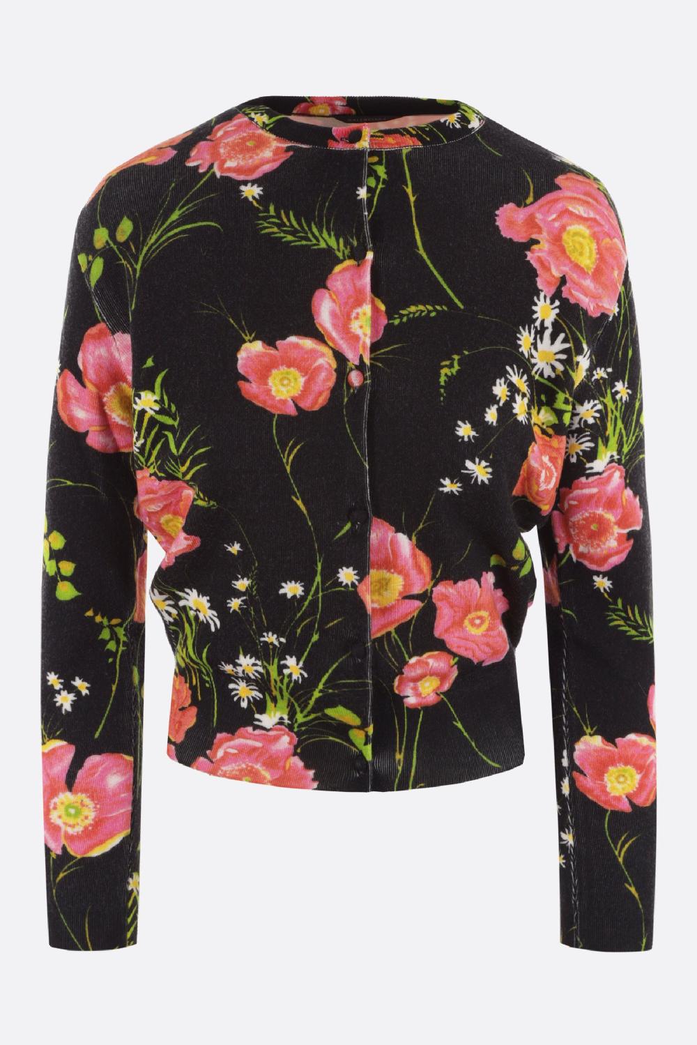 BALENCIAGA cardigan cropped in lana stampa Poppy