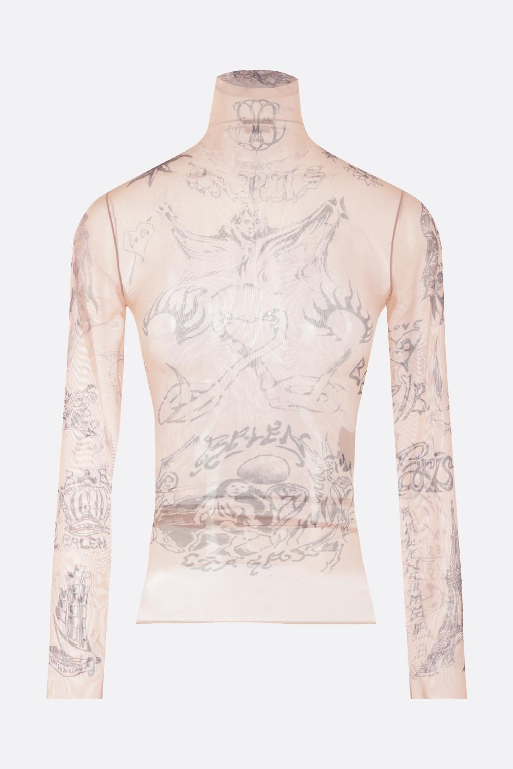 BALENCIAGA dolcevita in mesh stampa tat